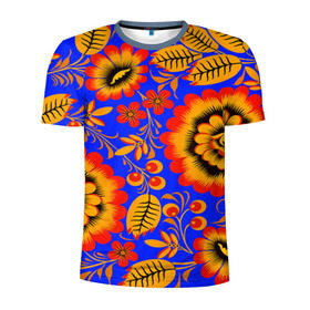 Мужская футболка 3D спортивная с принтом Хохломской узор в Белгороде, 100% полиэстер с улучшенными характеристиками | приталенный силуэт, круглая горловина, широкие плечи, сужается к линии бедра | 3d | арт | другие | листья | прикольные | узоры | хохлома | цветные | цветы | яркие