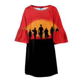 Детское платье 3D с принтом Red Dead Redemption 2 в Белгороде, 100% полиэстер | прямой силуэт, чуть расширенный к низу. Круглая горловина, на рукавах — воланы | rdr | red dead redemption 2