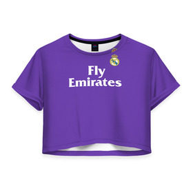 Женская футболка 3D укороченная с принтом Реал Мадрид в Белгороде, 100% полиэстер | круглая горловина, длина футболки до линии талии, рукава с отворотами | madrid | real | королевский клуб | мадрид | примера | реал | футбол | чемпионат испании
