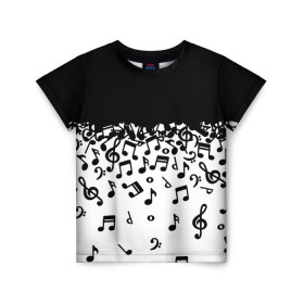 Детская футболка 3D с принтом Поглощение музыкой в Белгороде, 100% гипоаллергенный полиэфир | прямой крой, круглый вырез горловины, длина до линии бедер, чуть спущенное плечо, ткань немного тянется | абстракция | арт | дизайн | музыка | ноты | ритм