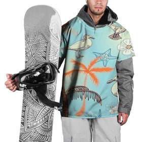 Накидка на куртку 3D с принтом Морской стиль в Белгороде, 100% полиэстер |  | арт | море | пальмы | природа | птицы | цветные | цветы | чайки | яркие