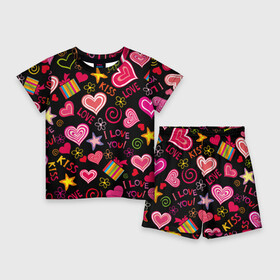 Детский костюм с шортами 3D с принтом Love в Белгороде,  |  | Тематика изображения на принте: kiss | love | звезды | любовь | подарок | поцелуй | сердце | цветы