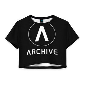 Женская футболка 3D укороченная с принтом ARCHIVE в Белгороде, 100% полиэстер | круглая горловина, длина футболки до линии талии, рукава с отворотами | 
