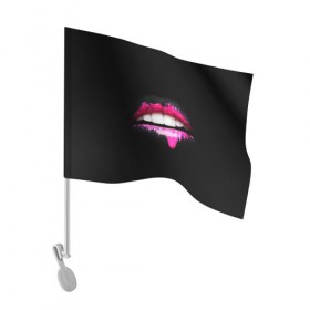 Флаг для автомобиля с принтом Губы в Белгороде, 100% полиэстер | Размер: 30*21 см | lips | teeth | губы | зубы | краска | помада