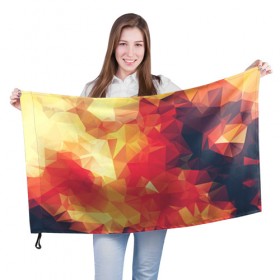 Флаг 3D с принтом Низкополигональная текстура в Белгороде, 100% полиэстер | плотность ткани — 95 г/м2, размер — 67 х 109 см. Принт наносится с одной стороны | lowpoly | желтый красный | оранжевый | полигон | полигоны | текстура