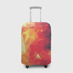 Чехол для чемодана 3D с принтом Низкополигональная текстура в Белгороде, 86% полиэфир, 14% спандекс | двустороннее нанесение принта, прорези для ручек и колес | Тематика изображения на принте: lowpoly | желтый красный | оранжевый | полигон | полигоны | текстура