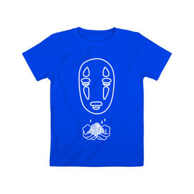 Детская футболка хлопок с принтом безликий в Белгороде, 100% хлопок | круглый вырез горловины, полуприлегающий силуэт, длина до линии бедер | anime | ghost | унесённые призраками