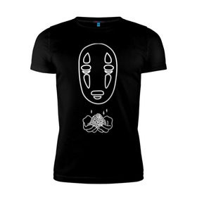 Мужская футболка премиум с принтом безликий в Белгороде, 92% хлопок, 8% лайкра | приталенный силуэт, круглый вырез ворота, длина до линии бедра, короткий рукав | Тематика изображения на принте: anime | ghost | унесённые призраками
