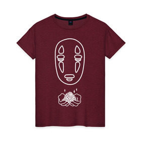Женская футболка хлопок с принтом безликий в Белгороде, 100% хлопок | прямой крой, круглый вырез горловины, длина до линии бедер, слегка спущенное плечо | anime | ghost | унесённые призраками