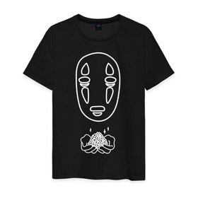 Мужская футболка хлопок с принтом безликий в Белгороде, 100% хлопок | прямой крой, круглый вырез горловины, длина до линии бедер, слегка спущенное плечо. | Тематика изображения на принте: anime | ghost | унесённые призраками
