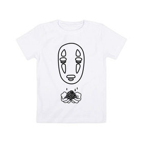 Детская футболка хлопок с принтом безликий в Белгороде, 100% хлопок | круглый вырез горловины, полуприлегающий силуэт, длина до линии бедер | Тематика изображения на принте: anime | ghost | унесённые призраками