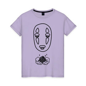 Женская футболка хлопок с принтом безликий в Белгороде, 100% хлопок | прямой крой, круглый вырез горловины, длина до линии бедер, слегка спущенное плечо | anime | ghost | унесённые призраками