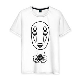 Мужская футболка хлопок с принтом безликий в Белгороде, 100% хлопок | прямой крой, круглый вырез горловины, длина до линии бедер, слегка спущенное плечо. | Тематика изображения на принте: anime | ghost | унесённые призраками