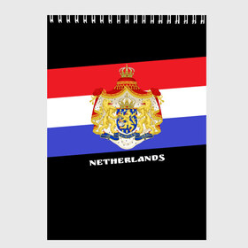 Скетчбук с принтом Флаг и герб Нидерланды в Белгороде, 100% бумага
 | 48 листов, плотность листов — 100 г/м2, плотность картонной обложки — 250 г/м2. Листы скреплены сверху удобной пружинной спиралью | амстердам | голландия | европа