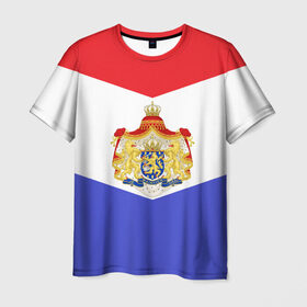 Мужская футболка 3D с принтом Флаг и герб Голландии в Белгороде, 100% полиэфир | прямой крой, круглый вырез горловины, длина до линии бедер | амстердам | голландия | европа