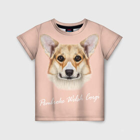 Детская футболка 3D с принтом Корги в Белгороде, 100% гипоаллергенный полиэфир | прямой крой, круглый вырез горловины, длина до линии бедер, чуть спущенное плечо, ткань немного тянется | вельш корги | как в рекламе | коржик | пемброк | собака | щенок