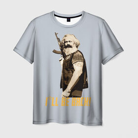 Мужская футболка 3D с принтом Карл Маркс в Белгороде, 100% полиэфир | прямой крой, круглый вырез горловины, длина до линии бедер | карл | маркс | о.м.с.к. | революция | сссркапитал