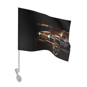 Флаг для автомобиля с принтом Jeep в Белгороде, 100% полиэстер | Размер: 30*21 см | brand | car | chrysler | jeep | logo | usa | автомобиль | джип | крайслер | логотип | марка | сша
