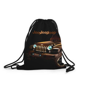 Рюкзак-мешок 3D с принтом Jeep в Белгороде, 100% полиэстер | плотность ткани — 200 г/м2, размер — 35 х 45 см; лямки — толстые шнурки, застежка на шнуровке, без карманов и подкладки | Тематика изображения на принте: brand | car | chrysler | jeep | logo | usa | автомобиль | джип | крайслер | логотип | марка | сша