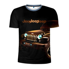 Мужская футболка 3D спортивная с принтом Jeep в Белгороде, 100% полиэстер с улучшенными характеристиками | приталенный силуэт, круглая горловина, широкие плечи, сужается к линии бедра | brand | car | chrysler | jeep | logo | usa | автомобиль | джип | крайслер | логотип | марка | сша