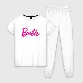 Женская пижама хлопок с принтом Барби 3 в Белгороде, 100% хлопок | брюки и футболка прямого кроя, без карманов, на брюках мягкая резинка на поясе и по низу штанин | barbie | барби | девочка | девушка | кукла