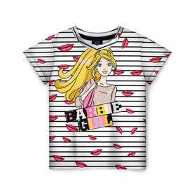 Детская футболка 3D с принтом Барби 8 в Белгороде, 100% гипоаллергенный полиэфир | прямой крой, круглый вырез горловины, длина до линии бедер, чуть спущенное плечо, ткань немного тянется | barbie | барби | девочка | девушка | кукла