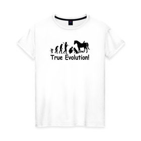 Женская футболка хлопок с принтом Настоящая эволюция в Белгороде, 100% хлопок | прямой крой, круглый вырез горловины, длина до линии бедер, слегка спущенное плечо | ветеринар | ветеринария | ветеринарный врач | кошка | лошадь | собака | эволюция