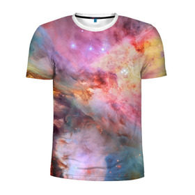 Мужская футболка 3D спортивная с принтом Светящаяся туманность в Белгороде, 100% полиэстер с улучшенными характеристиками | приталенный силуэт, круглая горловина, широкие плечи, сужается к линии бедра | m 42 | вселенная | галактика | звезды | космос | свет | туманность ориона | цвет