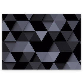 Поздравительная открытка с принтом Геометрия в Белгороде, 100% бумага | плотность бумаги 280 г/м2, матовая, на обратной стороне линовка и место для марки
 | 3d | abstract | gray | lowpoly | polygon | triangle | абстракция | геометрия | полигоны | треугольники