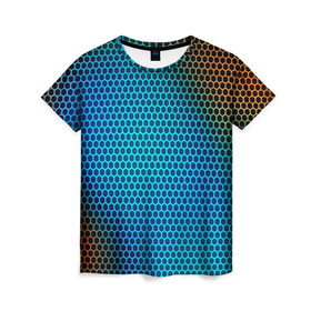 Женская футболка 3D с принтом object grid в Белгороде, 100% полиэфир ( синтетическое хлопкоподобное полотно) | прямой крой, круглый вырез горловины, длина до линии бедер | dot | абстракция | метал | сетка | текстура
