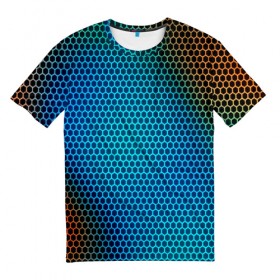Мужская футболка 3D с принтом object grid в Белгороде, 100% полиэфир | прямой крой, круглый вырез горловины, длина до линии бедер | Тематика изображения на принте: dot | абстракция | метал | сетка | текстура