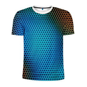 Мужская футболка 3D спортивная с принтом object grid в Белгороде, 100% полиэстер с улучшенными характеристиками | приталенный силуэт, круглая горловина, широкие плечи, сужается к линии бедра | Тематика изображения на принте: dot | абстракция | метал | сетка | текстура