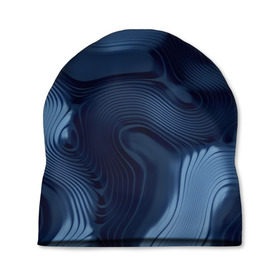 Шапка 3D с принтом Lullaby blue в Белгороде, 100% полиэстер | универсальный размер, печать по всей поверхности изделия | волны | синий | темный