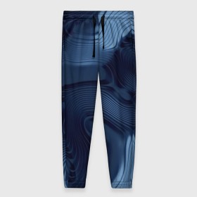 Женские брюки 3D с принтом Lullaby blue в Белгороде, полиэстер 100% | прямой крой, два кармана без застежек по бокам, с мягкой трикотажной резинкой на поясе и по низу штанин. В поясе для дополнительного комфорта — широкие завязки | волны | синий | темный