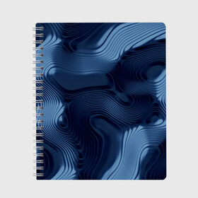 Тетрадь с принтом Lullaby blue в Белгороде, 100% бумага | 48 листов, плотность листов — 60 г/м2, плотность картонной обложки — 250 г/м2. Листы скреплены сбоку удобной пружинной спиралью. Уголки страниц и обложки скругленные. Цвет линий — светло-серый
 | волны | синий | темный
