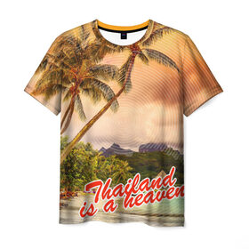 Мужская футболка 3D с принтом Тайланд - это рай в Белгороде, 100% полиэфир | прямой крой, круглый вырез горловины, длина до линии бедер | море | океан | пальмы | тайланд