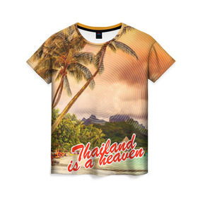 Женская футболка 3D с принтом Тайланд - это рай в Белгороде, 100% полиэфир ( синтетическое хлопкоподобное полотно) | прямой крой, круглый вырез горловины, длина до линии бедер | море | океан | пальмы | тайланд