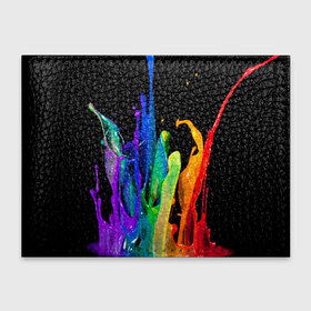 Обложка для студенческого билета с принтом Краски в Белгороде, натуральная кожа | Размер: 11*8 см; Печать на всей внешней стороне | background | black | bright | paint | rainbow | spectrum | splash | spray | брызги | всплеск | краски | радуга | спектр | фон | черный | яркие