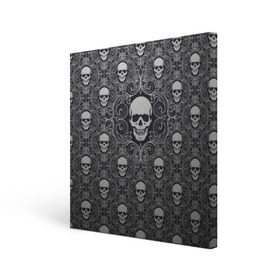 Холст квадратный с принтом Black Milk - Skulls - Черепа в Белгороде, 100% ПВХ |  | black milk | metall | pattern | rock | skulls | патерн | узор | череп | черепа | черная