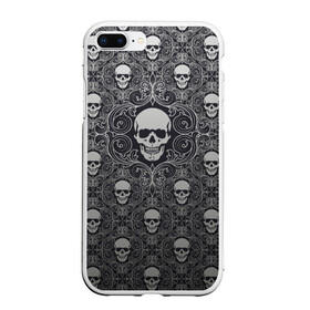 Чехол для iPhone 7Plus/8 Plus матовый с принтом Black Milk - Skulls - Черепа в Белгороде, Силикон | Область печати: задняя сторона чехла, без боковых панелей | black milk | metall | pattern | rock | skulls | патерн | узор | череп | черепа | черная