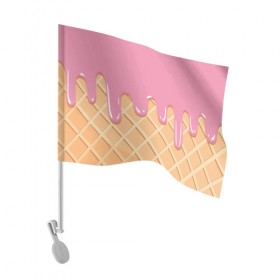 Флаг для автомобиля с принтом Я Клубничный Рожок в Белгороде, 100% полиэстер | Размер: 30*21 см | ваниль | вафля | вкус | вкусно | вкусняшка | десерт | жара | капли | клубника | лед | лето | молоко | мороженка | мороженое | пломбир | принт | рожок | сладость | шоколад | эскимо