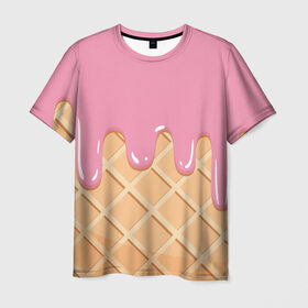 Мужская футболка 3D с принтом Я Клубничный Рожок в Белгороде, 100% полиэфир | прямой крой, круглый вырез горловины, длина до линии бедер | Тематика изображения на принте: ваниль | вафля | вкус | вкусно | вкусняшка | десерт | жара | капли | клубника | лед | лето | молоко | мороженка | мороженое | пломбир | принт | рожок | сладость | шоколад | эскимо