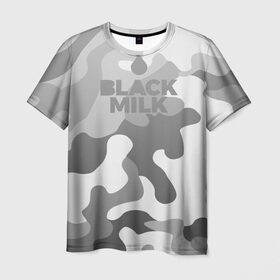 Мужская футболка 3D с принтом Black Milk Серый Камуфляж в Белгороде, 100% полиэфир | прямой крой, круглый вырез горловины, длина до линии бедер | Тематика изображения на принте: black milk | camo | camouflage | gray | pattern | камо | кмуфляж | серый | узор | черное молоко