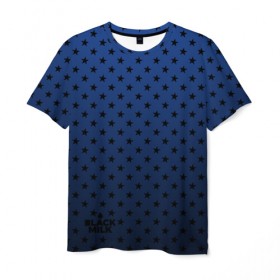 Мужская футболка 3D с принтом Black Milk Blue Stars в Белгороде, 100% полиэфир | прямой крой, круглый вырез горловины, длина до линии бедер | blue | star | stars | звёздная | звезды | синие звезды
