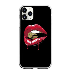 Чехол для iPhone 11 Pro матовый с принтом Пуля в зубах в Белгороде, Силикон |  | Тематика изображения на принте: губы | золотой зуб | краска | красная помада | красный | пуля