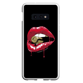Чехол для Samsung S10E с принтом Пуля в зубах в Белгороде, Силикон | Область печати: задняя сторона чехла, без боковых панелей | губы | золотой зуб | краска | красная помада | красный | пуля