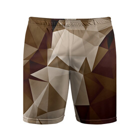 Мужские шорты 3D спортивные с принтом Brown geometry в Белгороде,  |  | abstraction | геометрия | грани | полигоны | текстура | треугольники