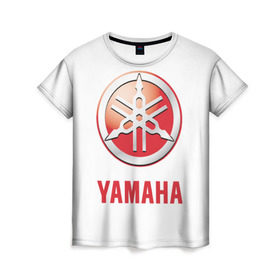 Женская футболка 3D с принтом Yamaha в Белгороде, 100% полиэфир ( синтетическое хлопкоподобное полотно) | прямой крой, круглый вырез горловины, длина до линии бедер | brand | car | japanese | logo | motorcycle | sign | yamaha | автомобиль | знак | логотип | марка | мотоцикл | ямаха | японская