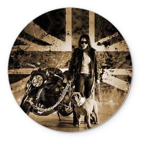 Коврик круглый с принтом Bulldog Yamaha в Белгороде, резина и полиэстер | круглая форма, изображение наносится на всю лицевую часть | brand | bulldog yamaha bt1100 bulldog | car | chain | dog | english | flag | girl | japanese | logo | motorcycle | sign | yamaha | автомобиль | английский | девушка | знак | логотип | марка | мотоцикл | собака | флаг | цепи | ямаха | японская