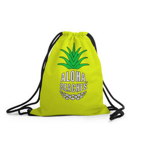 Рюкзак-мешок 3D с принтом Aloha, Beaches! в Белгороде, 100% полиэстер | плотность ткани — 200 г/м2, размер — 35 х 45 см; лямки — толстые шнурки, застежка на шнуровке, без карманов и подкладки | aloha | beaches | bride | ананас | девичник | невеста | пляж | пляжная вечеринка | тропики | фрукты